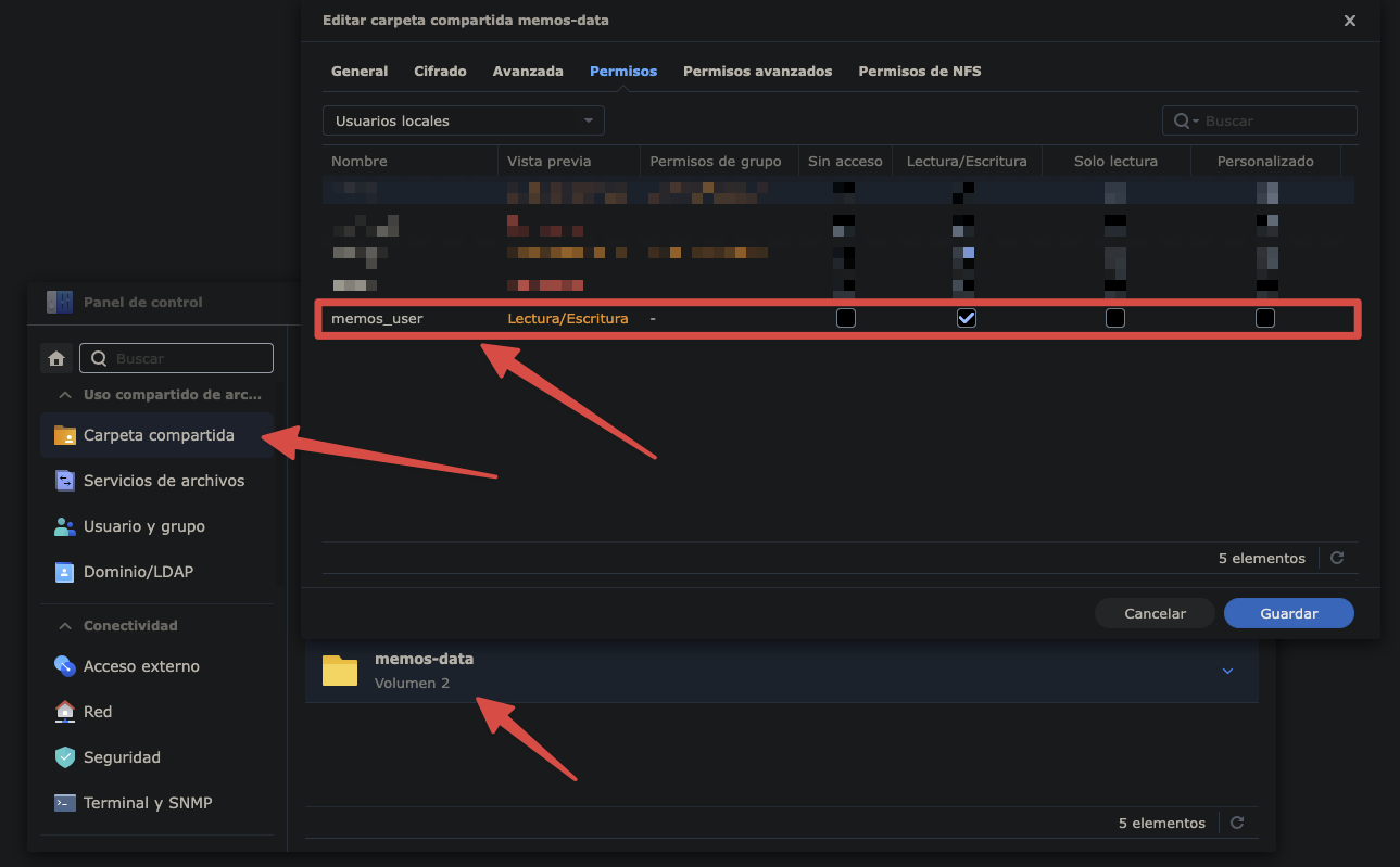 Permisos de la Carpeta Compartida en Synology DSM